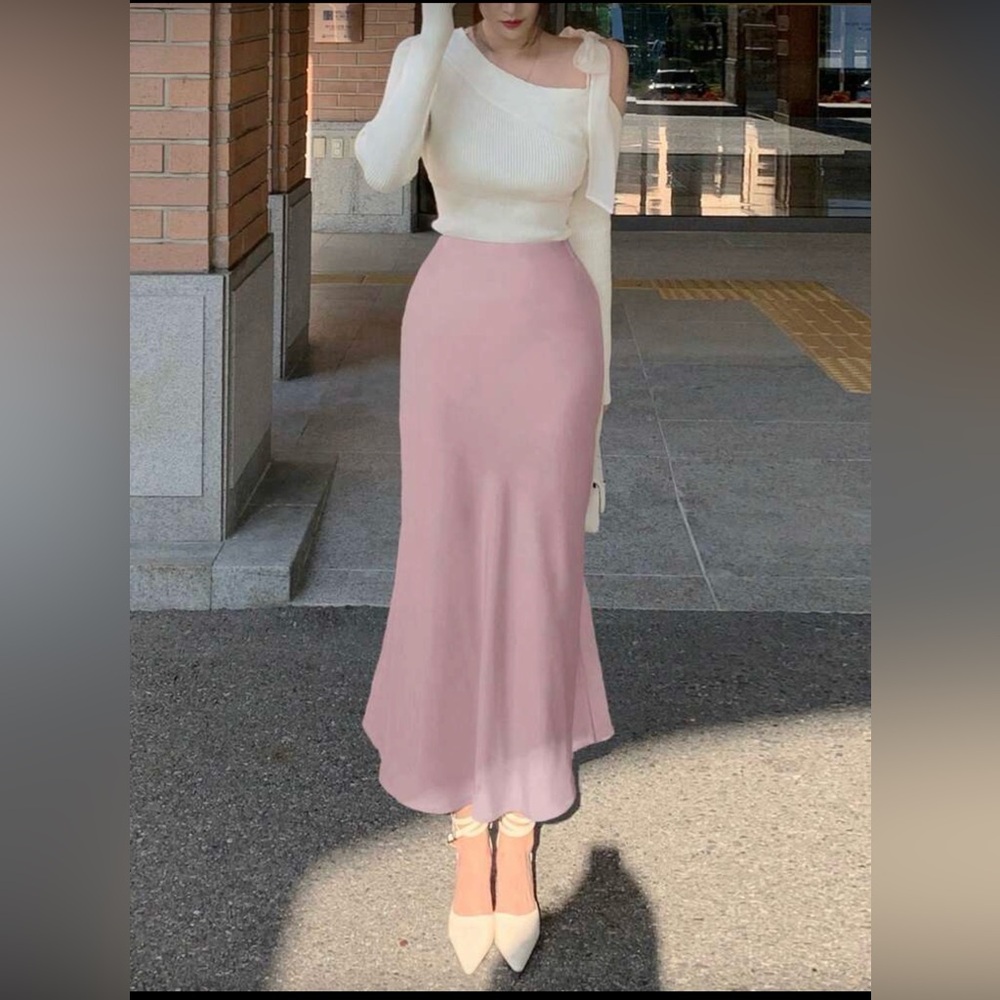 Satin Pink Women's Skirt